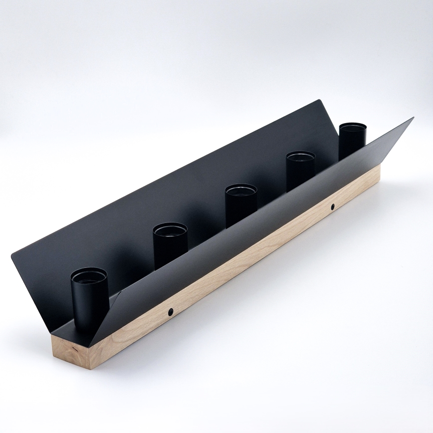 Plafón ESME 5xE27/15W/230V negro/roble