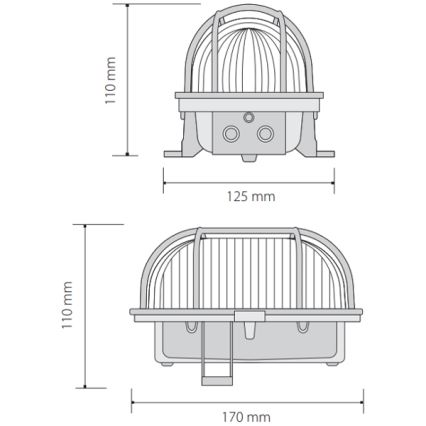 Plafón exterior OVAL 1xE27/60W/230V IP44