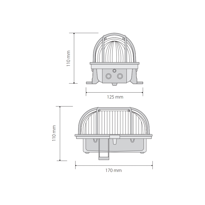 Plafón exterior OVAL 1xE27/60W/230V IP44