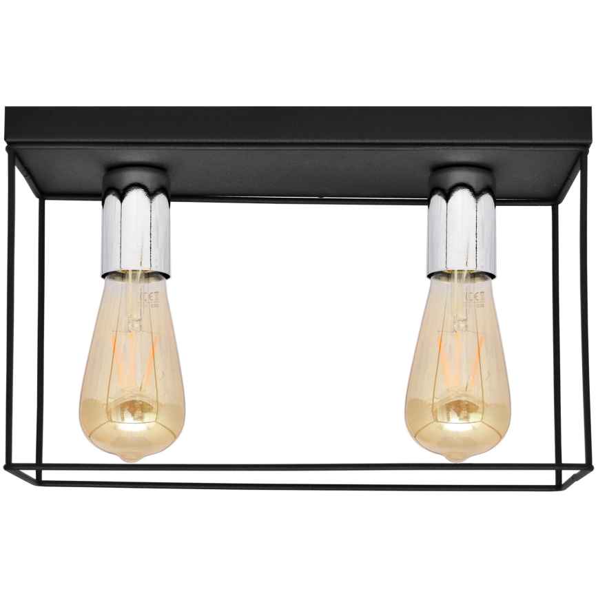 Plafón FINN 2xE27/15W/230V negro/cromo brillante