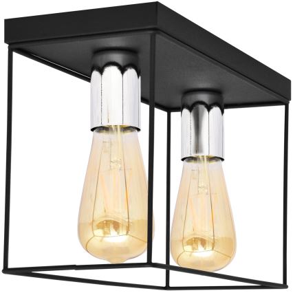 Plafón FINN 2xE27/15W/230V negro/cromo brillante