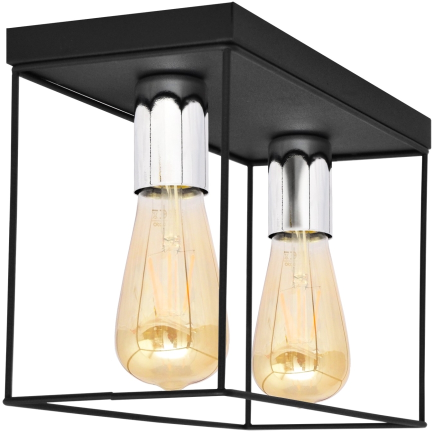 Plafón FINN 2xE27/15W/230V negro/cromo brillante