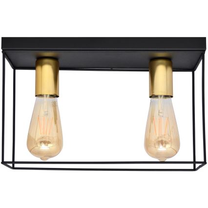 Plafón FINN 2xE27/15W/230V negro/dorado