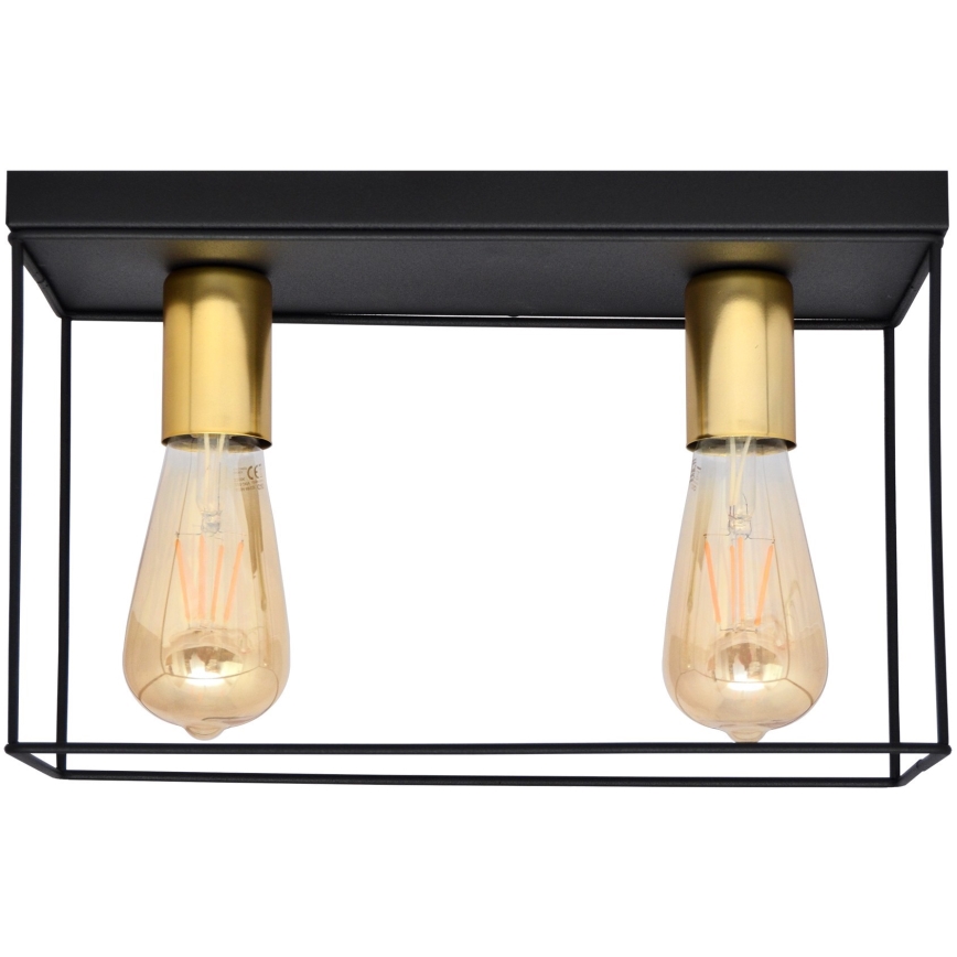 Plafón FINN 2xE27/15W/230V negro/dorado