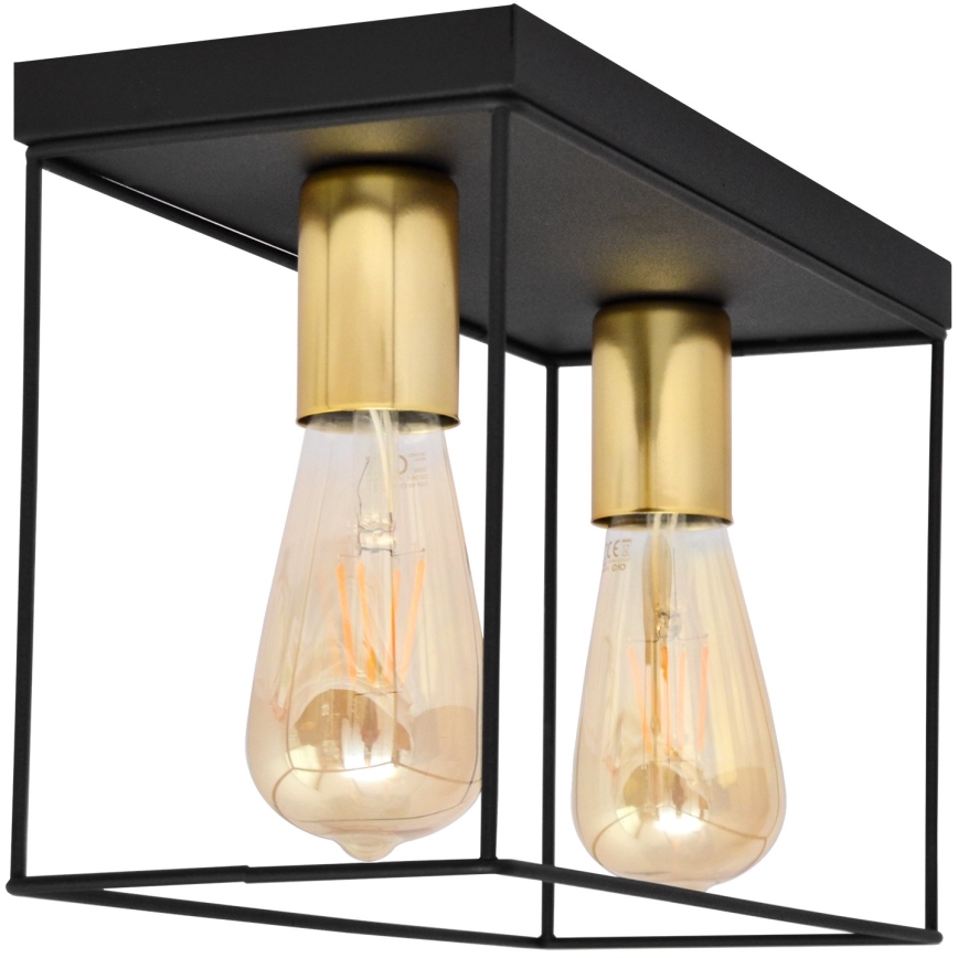 Plafón FINN 2xE27/15W/230V negro/dorado
