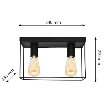 Plafón FINN 2xE27/15W/230V negro