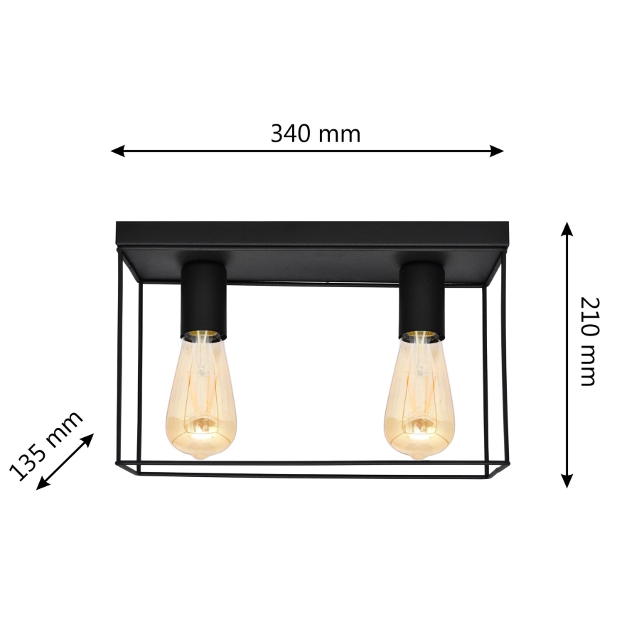 Plafón FINN 2xE27/15W/230V negro
