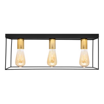 Plafón FINN 3xE27/15W/230V negro/dorado