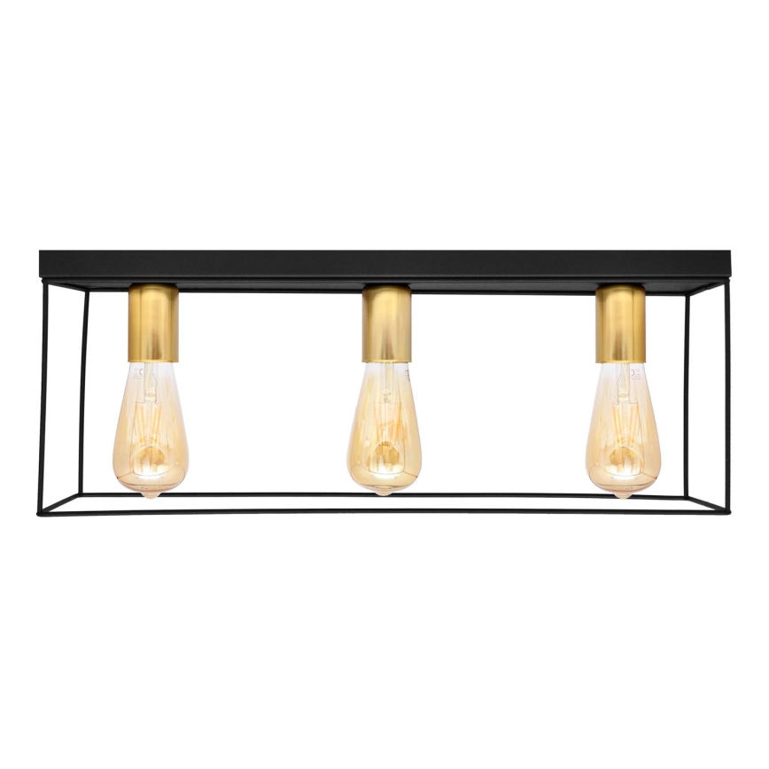 Plafón FINN 3xE27/15W/230V negro/dorado