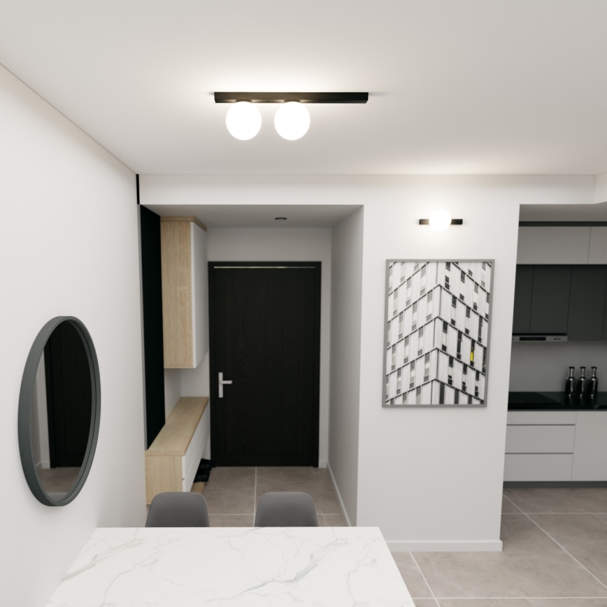 Plafón FIT 2xE14/10W/230V negro/blanco