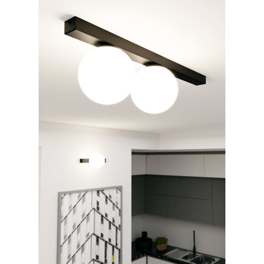 Plafón FIT 2xE14/10W/230V negro/blanco