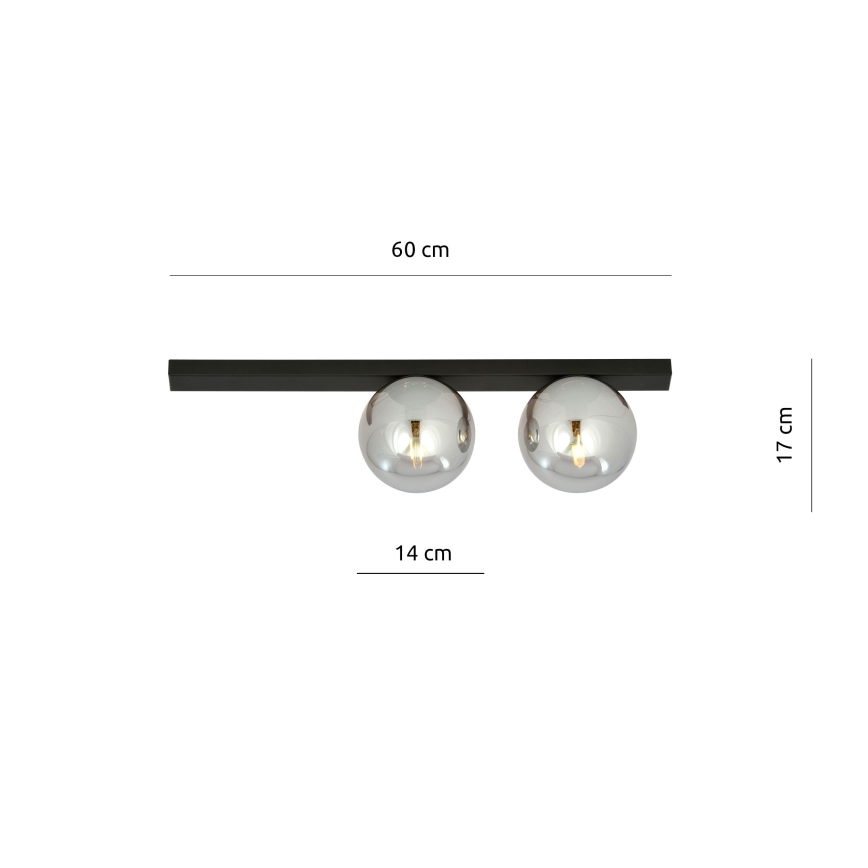 Plafón FIT 2xE14/10W/230V negro/gris