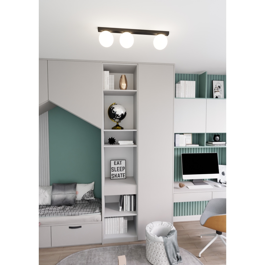 Plafón FIT 3xE14/10W/230V negro/blanco