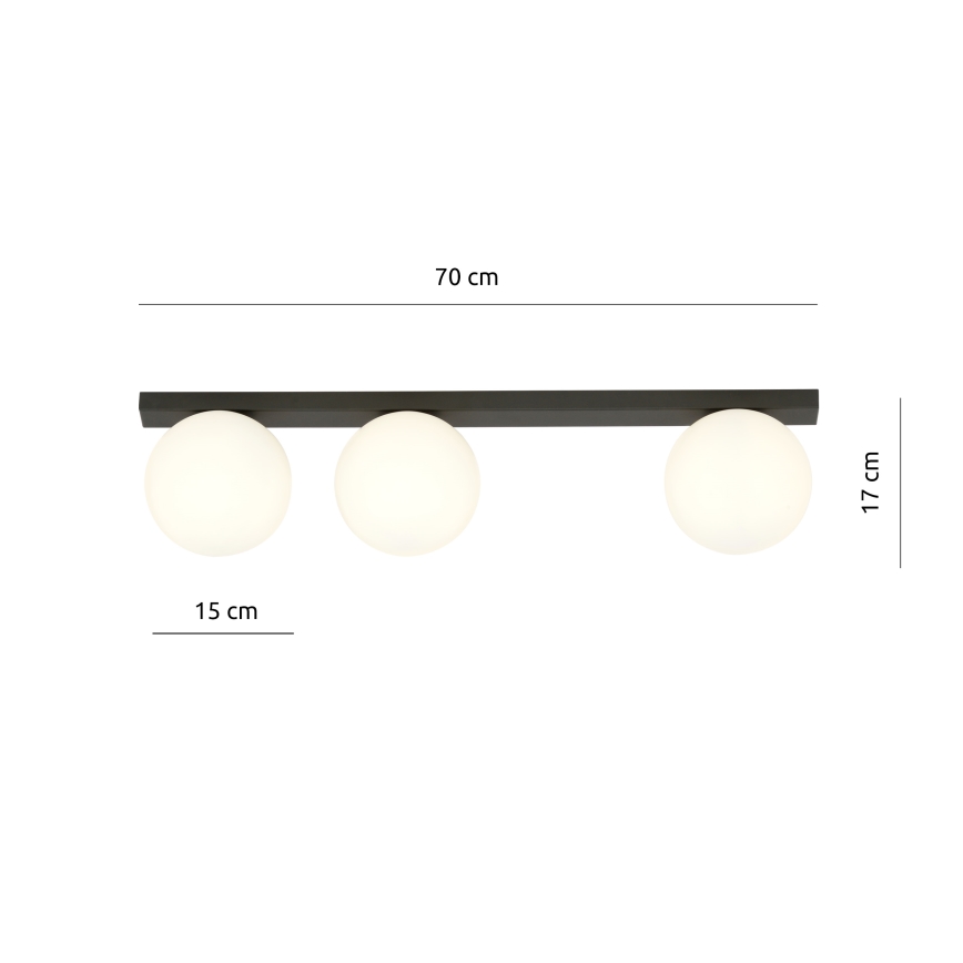 Plafón FIT 3xE14/10W/230V negro/blanco
