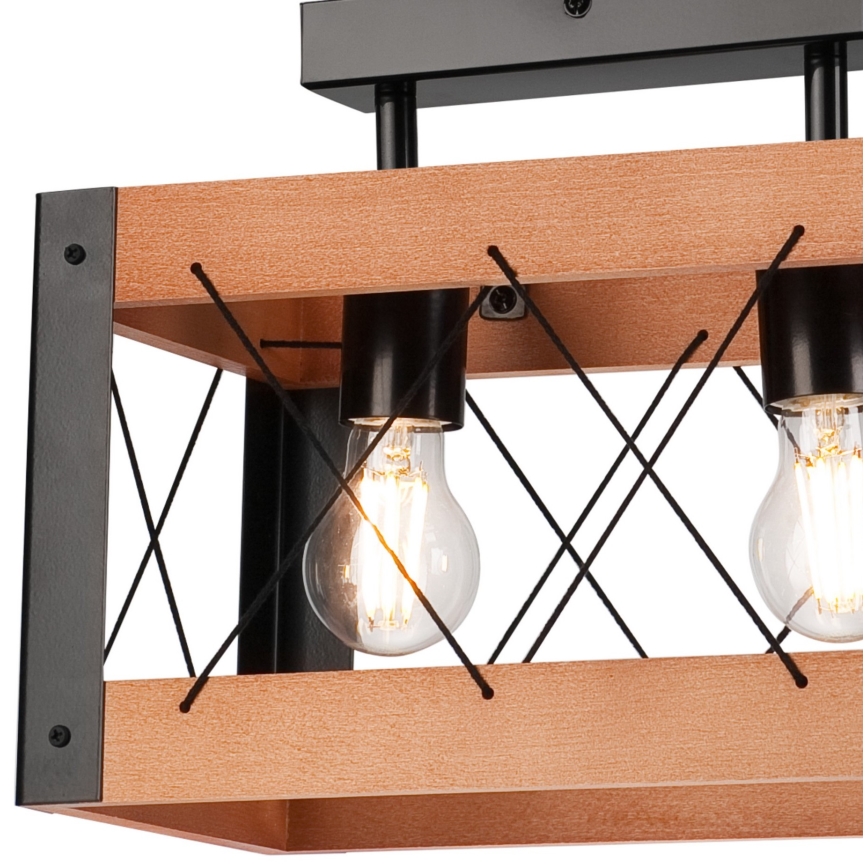 Plafón FRIDA 2xE27/60W/230V negro/marrón haya