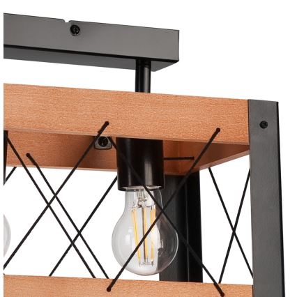 Plafón FRIDA 2xE27/60W/230V negro/marrón haya
