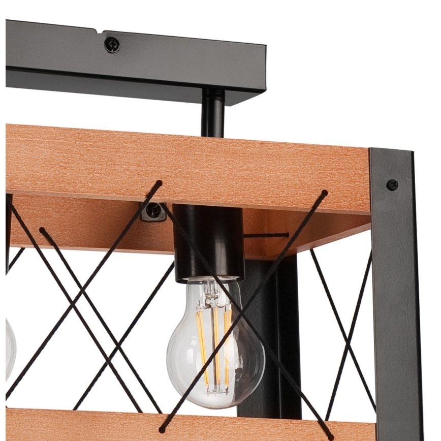Plafón FRIDA 2xE27/60W/230V negro/marrón haya