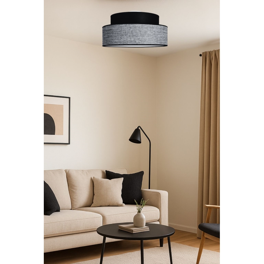 Plafón GRACE 1xE27/60W/230V negro/gris