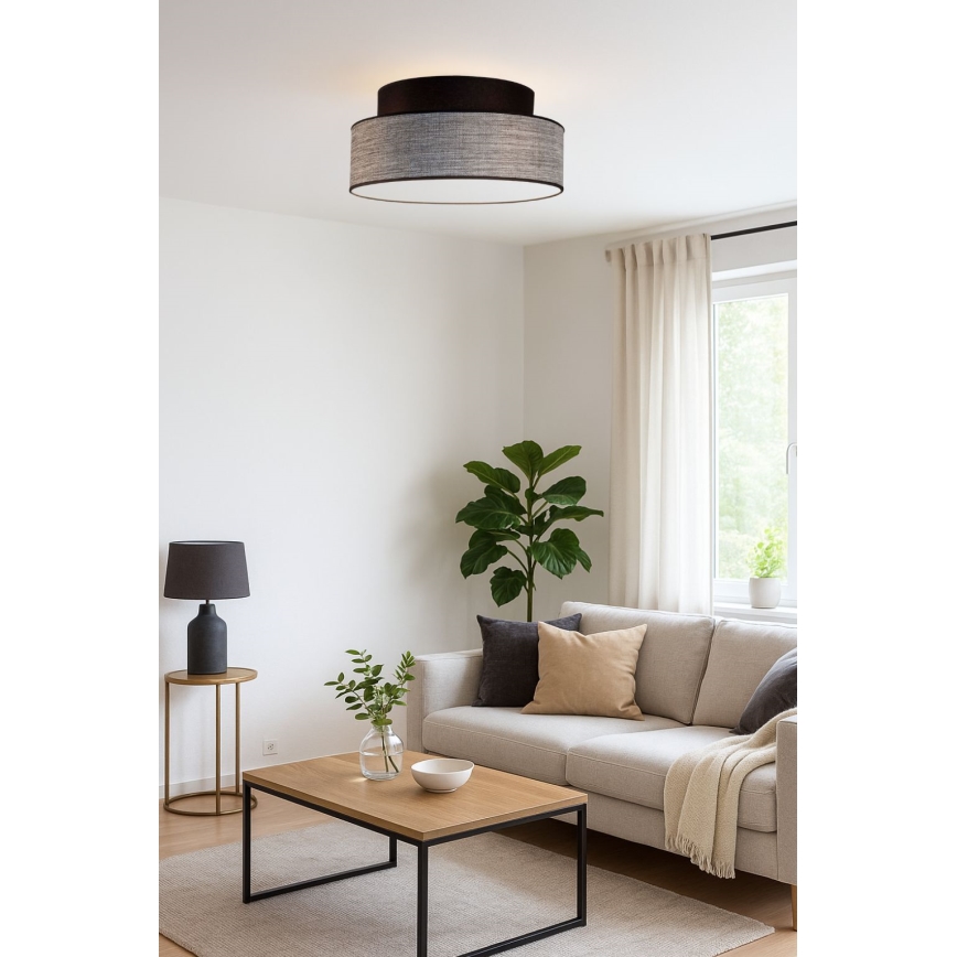 Plafón GRACE 1xE27/60W/230V negro/gris