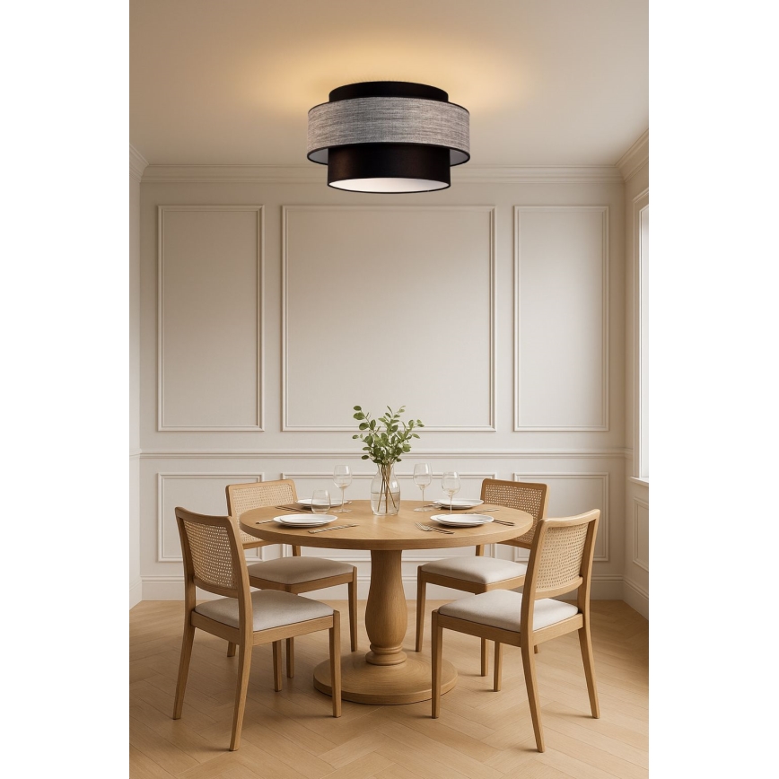Plafón GRACE 1xE27/60W/230V negro/gris