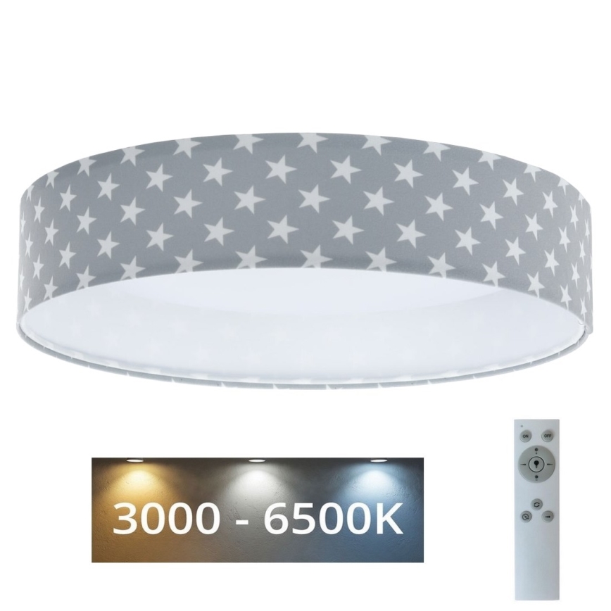 Plafón infantil LED regulable SMART GALAXY KIDS LED/24W/230V 3000-6500K estrellas gris/blanco + mando a distancia