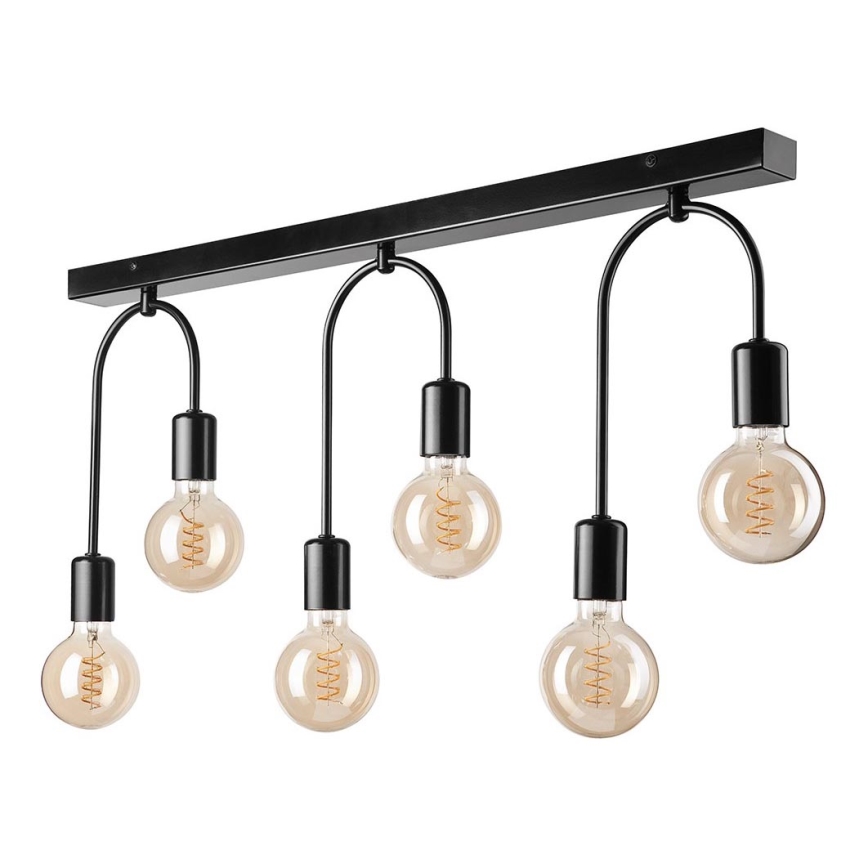Plafón JANO 6xE27/15W/230V negro