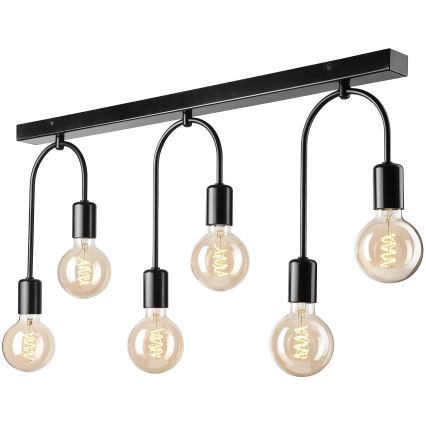 Plafón JANO 6xE27/15W/230V negro
