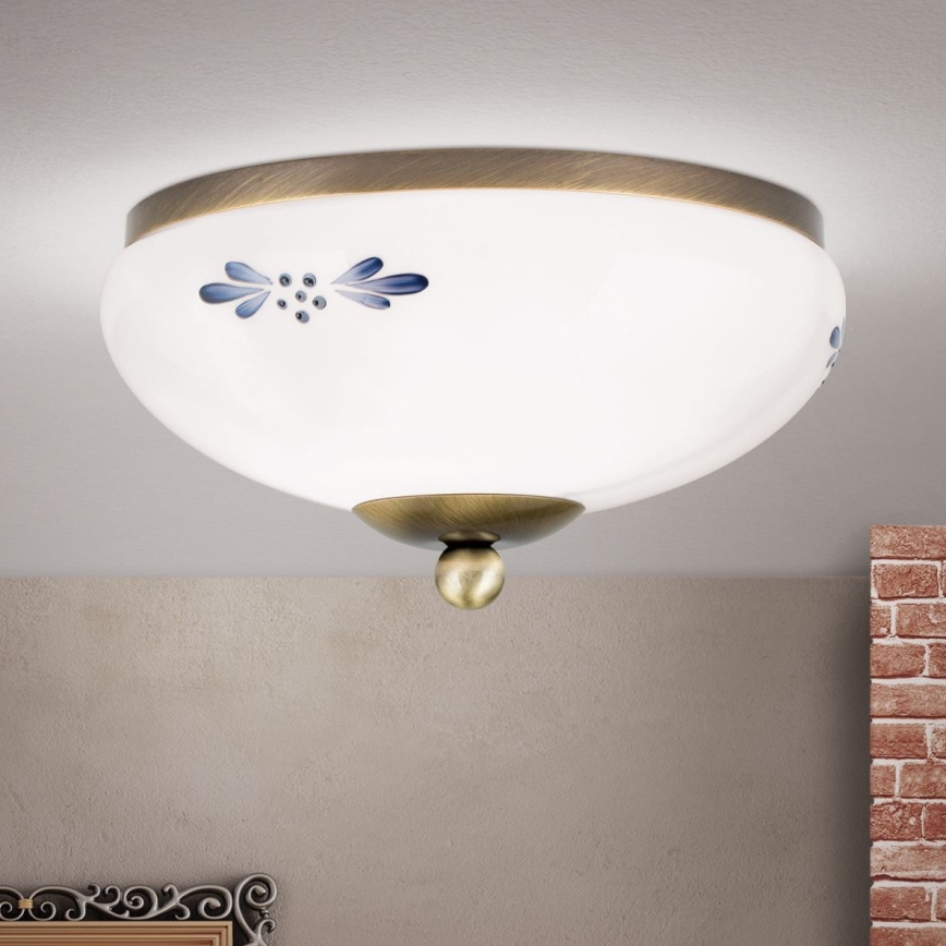 Plafón LANDHAUS 1xE27/60W/230V diá. 21 cm bronce/blanco