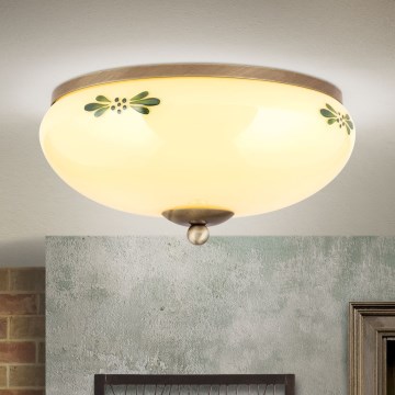 Plafón LANDHAUS 2xE27/60W/230V diá. 28 cm bronce/beige