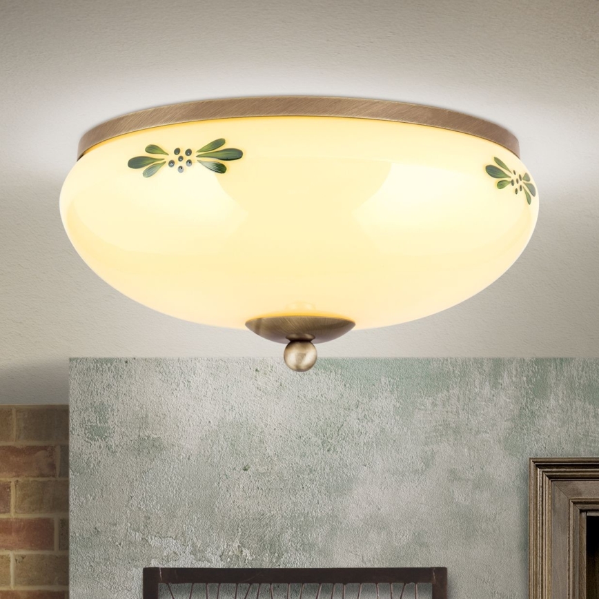 Plafón LANDHAUS 2xE27/60W/230V diá. 28 cm bronce/beige