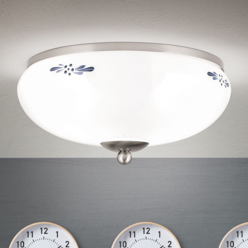 Plafón LANDHAUS 2xE27/60W/230V diá. 28 cm cromo mate/blanco