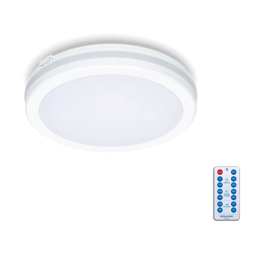 Plafón LED Baño con sensor LED/12W/230V 3000/4000/6500K IP65 Ø 20 cm blanco + control remoto