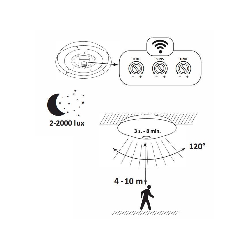 Plafón LED con sensor OPAL LED/12W/230V 4000K