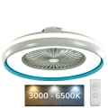 Plafón LED con un ventilador LED/45W/230V 3000/4000/6500K azul + control remoto