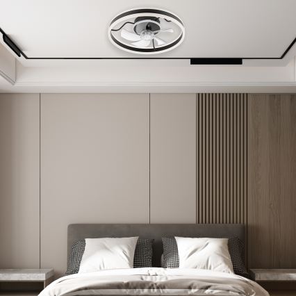 LED Plafón regulable con ventilador APOLLO LED/38W/230V negro + control remoto