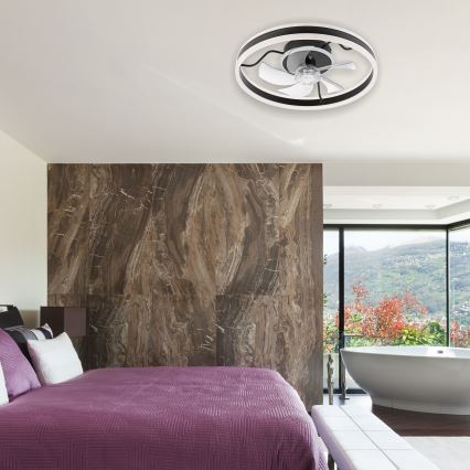 LED Plafón regulable con ventilador APOLLO LED/38W/230V negro + control remoto