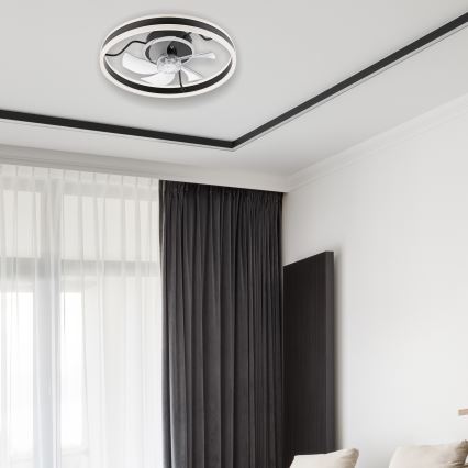 LED Plafón regulable con ventilador APOLLO LED/38W/230V negro + control remoto