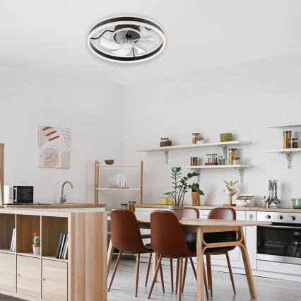 LED Plafón regulable con ventilador APOLLO LED/38W/230V negro + control remoto