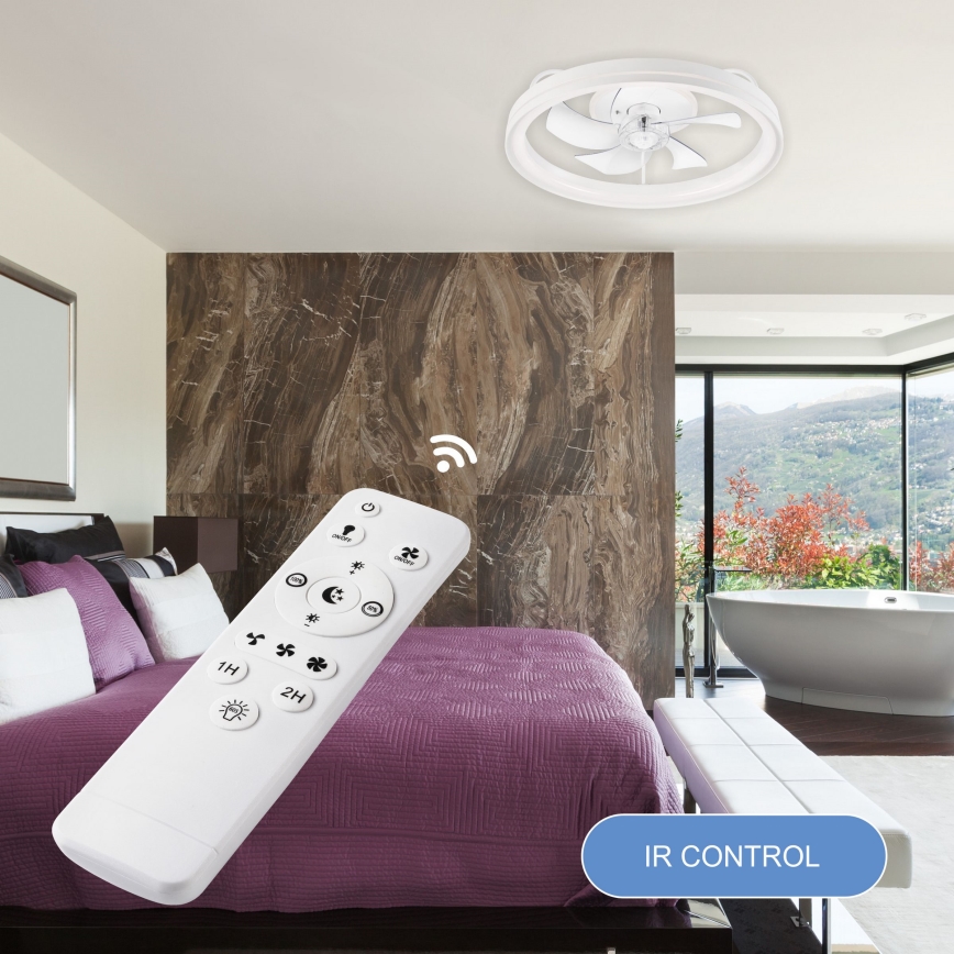 LED Plafón regulable con ventilador FARGO LED/37W/230V blanco + control remoto