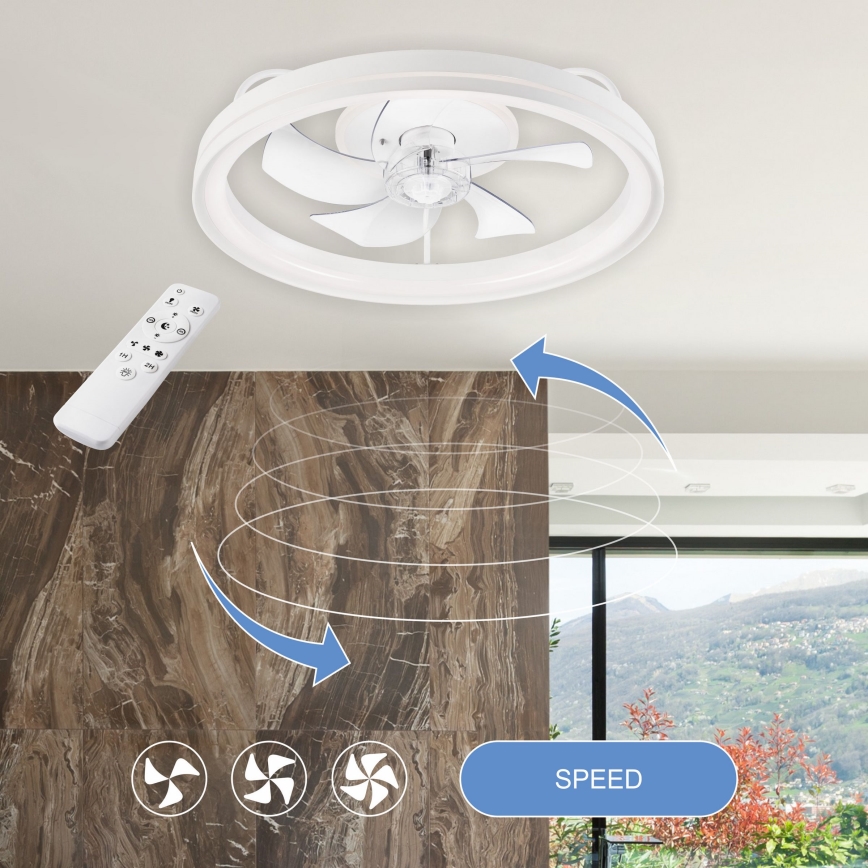 LED Plafón regulable con ventilador FARGO LED/37W/230V blanco + control remoto