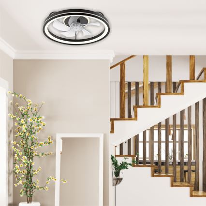 LED Plafón regulable con ventilador FARGO LED/37W/230V negro + control remoto
