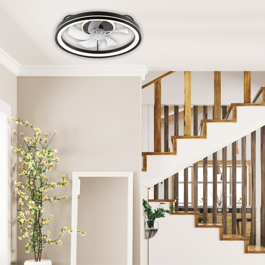 LED Plafón regulable con ventilador FARGO LED/37W/230V negro + control remoto