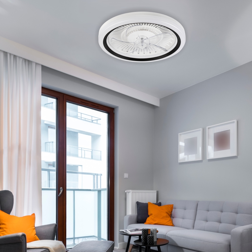 LED Plafón regulable con ventilador GEMMA LED/37W/230V blanco + control remoto