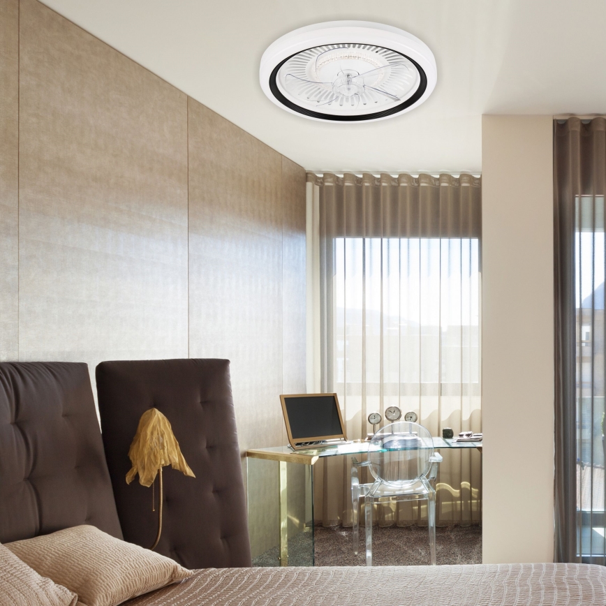 LED Plafón regulable con ventilador GEMMA LED/37W/230V blanco + control remoto