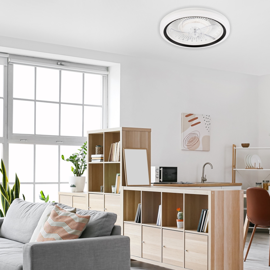 LED Plafón regulable con ventilador GEMMA LED/37W/230V blanco + control remoto