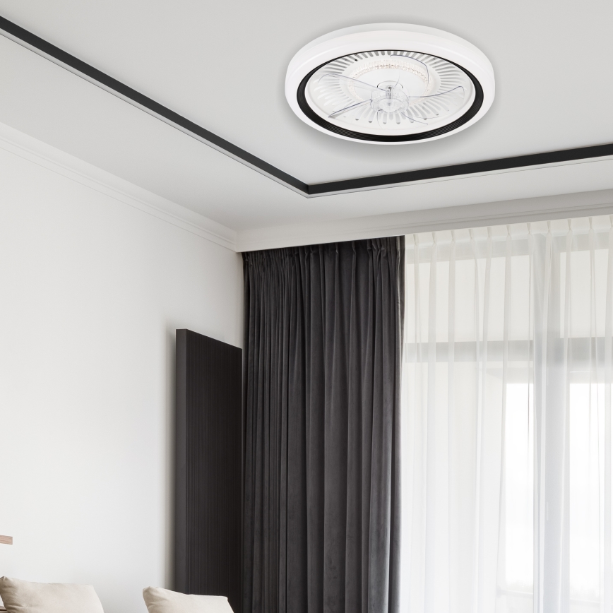LED Plafón regulable con ventilador GEMMA LED/37W/230V blanco + control remoto