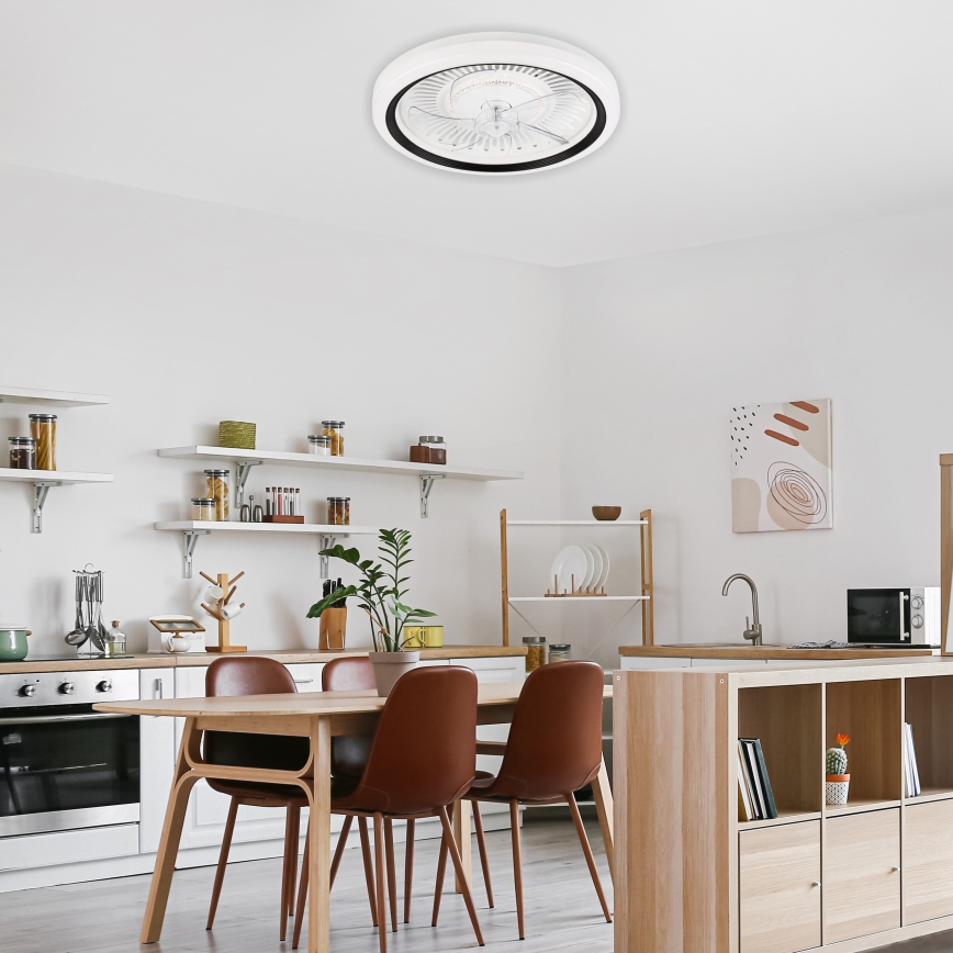 LED Plafón regulable con ventilador GEMMA LED/37W/230V blanco + control remoto