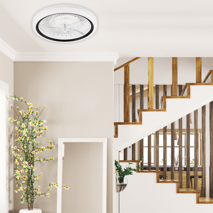 LED Plafón regulable con ventilador GEMMA LED/37W/230V blanco + control remoto