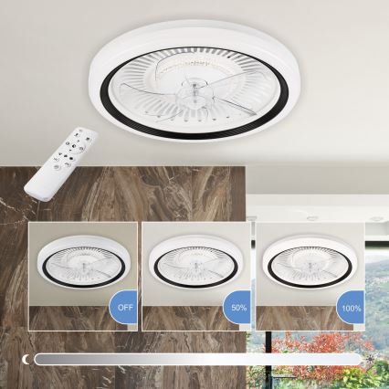 LED Plafón regulable con ventilador GEMMA LED/37W/230V blanco + control remoto