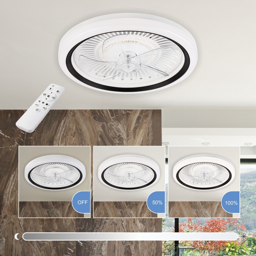 LED Plafón regulable con ventilador GEMMA LED/37W/230V blanco + control remoto